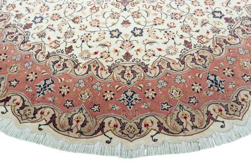 Close-up detail of 2000s Tabriz 50/60/70 Raj rug from Iran / Persia showing Cork weave