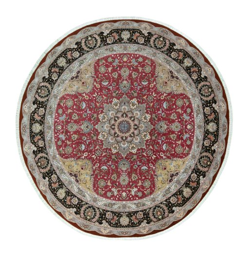 Full view of New Tabriz 50/60/70 Raj rug from Iran / Persia, 308 × 296 cm in Red tones