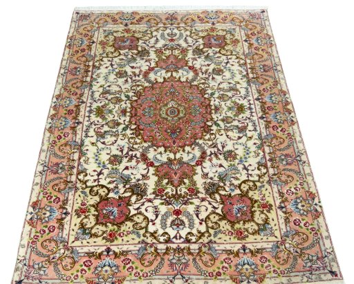 Surface texture of New Tabriz 50/60/70 Raj rug with natural Cork and intricate pattern