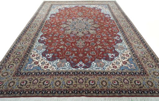 Surface texture of 2000s Tabriz 50/60/70 Raj rug with natural Cork and intricate pattern