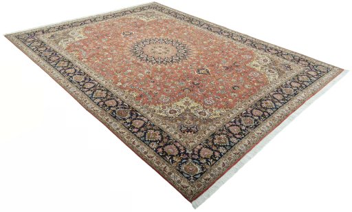 Close-up detail of 2000s Tabriz 50/60/70 Raj rug from Iran / Persia showing Cork weave