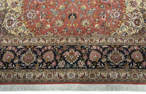 Full view of 2000s Tabriz 50/60/70 Raj rug from Iran / Persia, 400 × 300 cm in Red tones