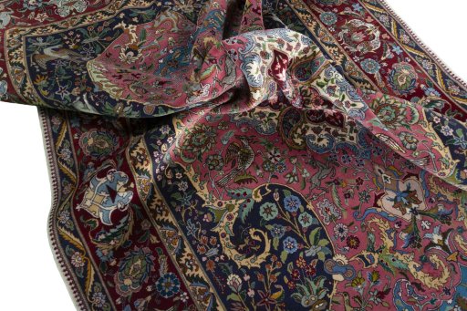 Surface texture of 2000s Tabriz 50/60/70 Raj rug with natural Cork and intricate pattern