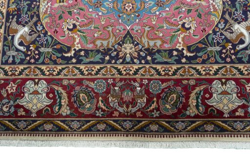 Full view of 2000s Tabriz 50/60/70 Raj rug from Iran / Persia, 270 × 175 cm in Red tones