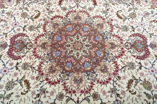 Central medallion detail of 2000s Tabriz 50/60/70 Raj rug from Iran / Persia