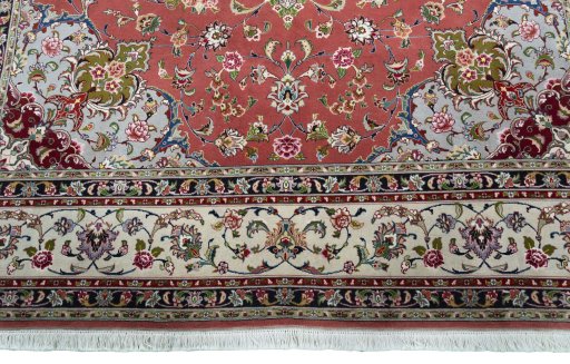 Full view of 2000s Tabriz 50/60/70 Raj rug from Iran / Persia, 301 × 205 cm in Red tones