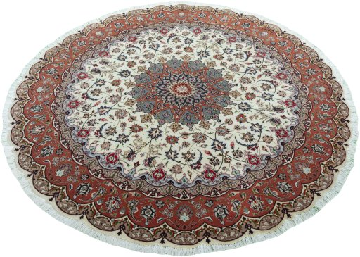 Corner detail of 2000s Tabriz 50/60/70 Raj rug showing border pattern and Cork pile