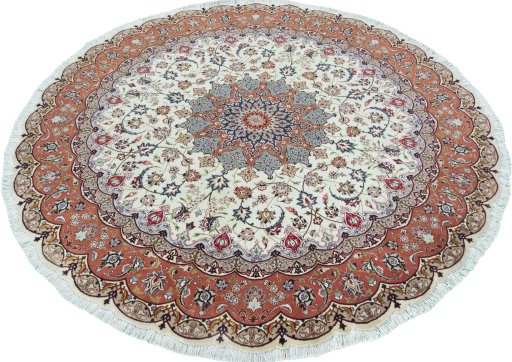 Close-up detail of 2000s Tabriz 50/60/70 Raj rug from Iran / Persia showing Cork weave