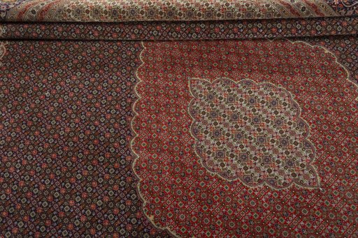 Close-up detail of 1970s Tabriz 50/60/70 Raj rug from Iran / Persia showing Cork weave