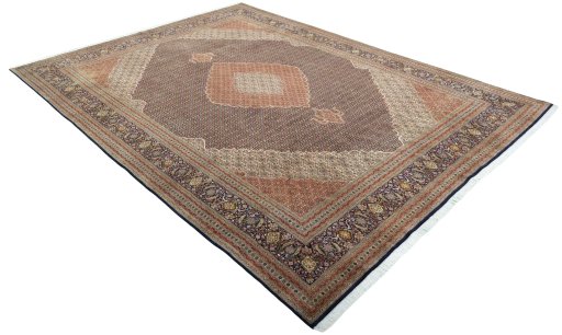 Close-up detail of 1970s Tabriz 50/60/70 Raj rug from Iran / Persia showing Cork weave