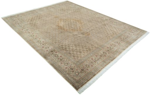 Close-up detail of 2000s Tabriz 50/60/70 Raj rug from Iran / Persia showing Cork weave