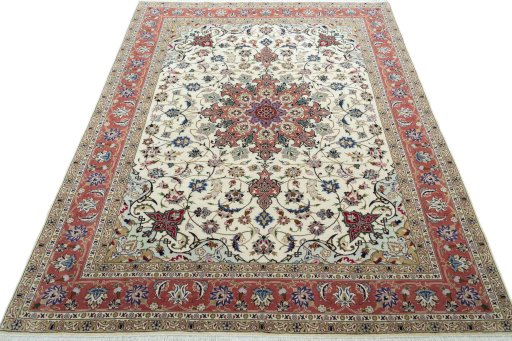 Surface texture of New Tabriz 50/60/70 Raj rug with natural Cork and intricate pattern