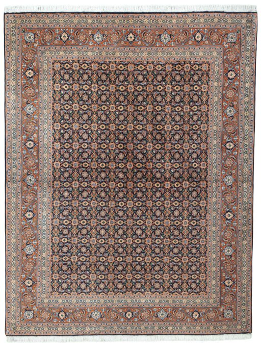Full view of New Tabriz 50/60/70 Raj rug from Iran / Persia, 198 × 153 cm in Red tones