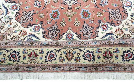 Full view of New Tabriz 50/60/70 Raj rug from Iran / Persia, 202 × 155 cm in Red tones