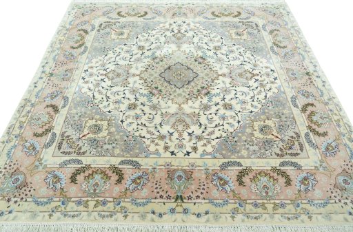 Surface texture of New Tabriz 50/60/70 Raj rug with natural Cork and intricate pattern