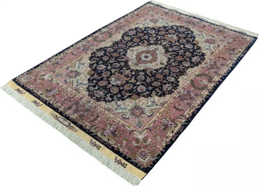 Corner detail of New Tabriz 50/60/70 Raj rug showing border pattern and Cork pile