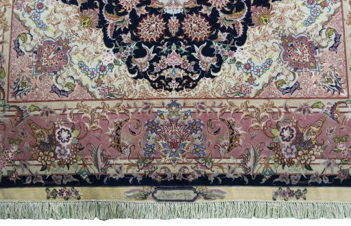 Full view of New Tabriz 50/60/70 Raj rug from Iran / Persia, 206 × 150 cm in Blue tones