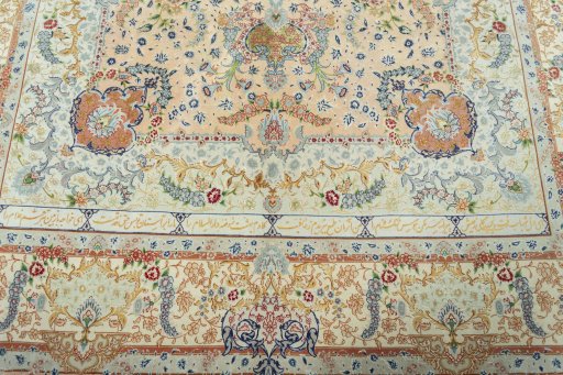 Corner detail of New Tabriz 50/60/70 Raj rug showing border pattern and Cork pile