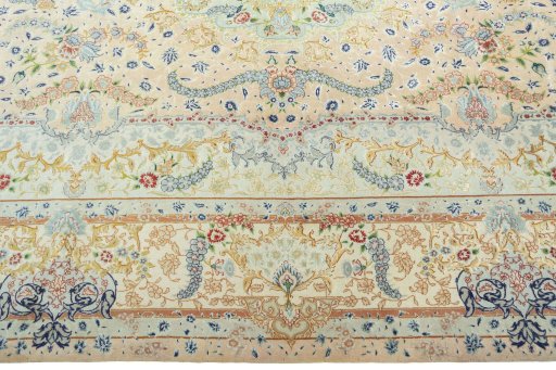 Surface texture of New Tabriz 50/60/70 Raj rug with natural Cork and intricate pattern