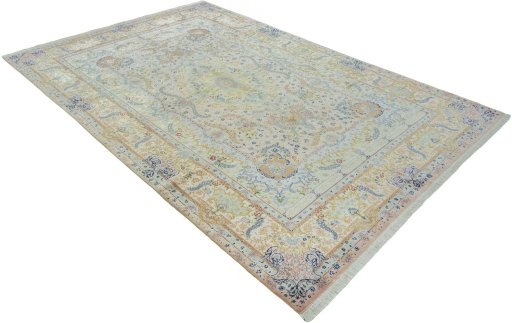 Close-up detail of New Tabriz 50/60/70 Raj rug from Iran / Persia showing Cork weave