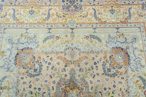 Full view of New Tabriz 50/60/70 Raj rug from Iran / Persia, 304 × 198 cm in Red tones
