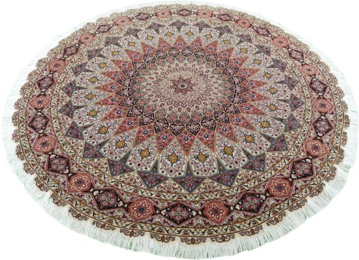 Corner detail of New Tabriz 50/60/70 Raj rug showing border pattern and Cork pile