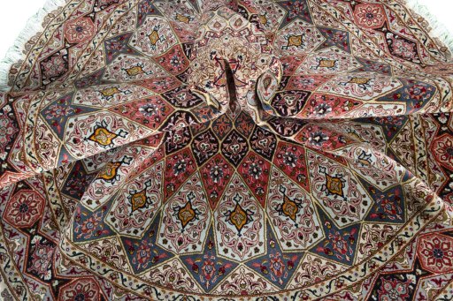 Full view of New Tabriz 50/60/70 Raj rug from Iran / Persia, 200 × 200 cm in Multi Color tones