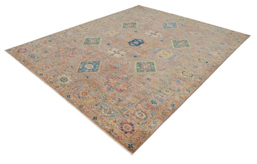 Close-up detail of New Kazak rug from Pakistan showing Wool weave