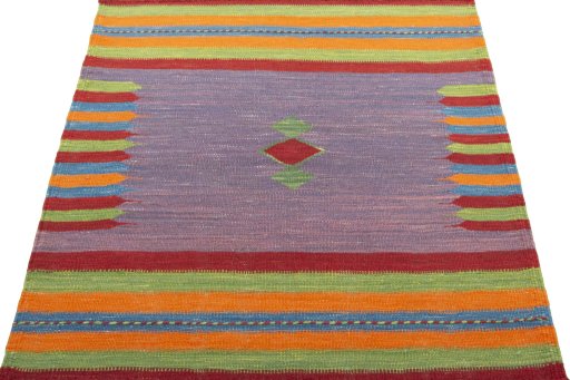 Close-up detail of New Kilim Sofre rug from Turkey showing Wool weave