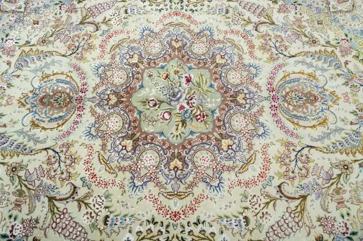 Central medallion detail of New Tabriz 50/60/70 Raj rug from Iran / Persia
