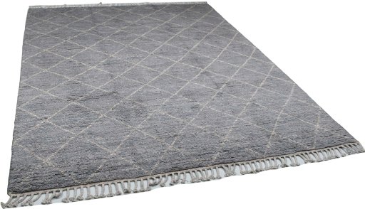 Full view of New Morocco rug from Pakistan, 300 × 245 cm in Beige tones