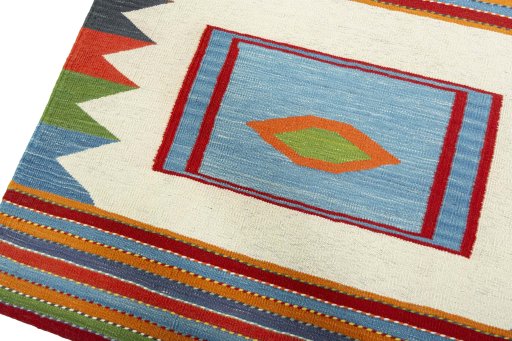 Surface texture of New Kilim Sofre rug with natural Wool and intricate pattern