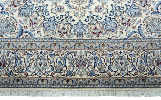 Full view of 2000s Nain rug from Iran / Persia, 298 × 202 cm in Beige tones