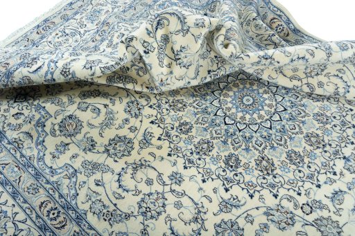 Surface texture of New Nain rug with natural Wool and intricate pattern