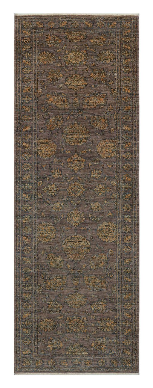 Full view of New Farahan rug from Pakistan, 244 × 84 cm in Brown tones