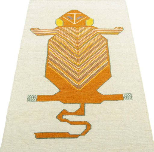 Close-up detail of New Kilim Dastan rug from Turkey showing Wool weave