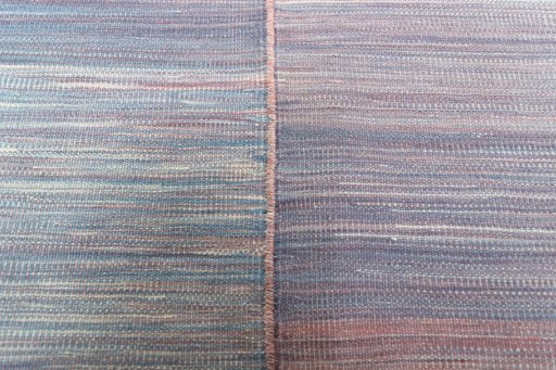 Backside of handmade New Kilim Kiasar rug showing knot structure and weave density