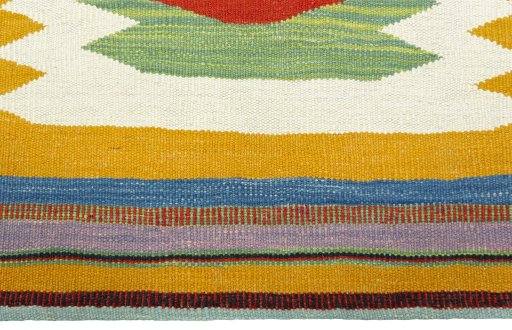 Central medallion detail of New Kilim Sofre rug from Turkey