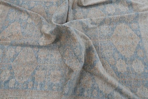 Full view of New Kazak rug from Pakistan, 299 × 242 cm in Blue tones