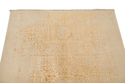 Backside of handmade New Organic rug showing knot structure and weave density