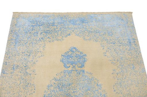 Surface texture of New Organic rug with natural Wool and intricate pattern