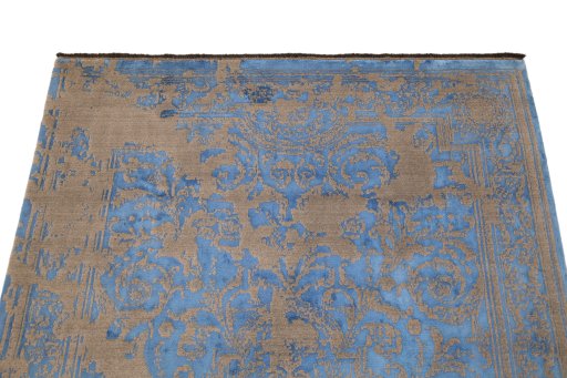 Surface texture of New Organic rug with natural Wool and intricate pattern