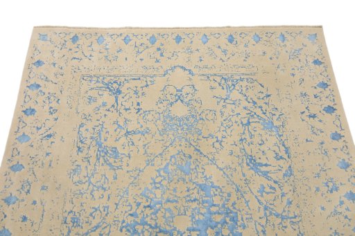 Surface texture of New Organic rug with natural Wool and intricate pattern
