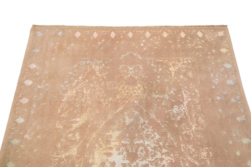 Surface texture of New Organic rug with natural Wool and intricate pattern