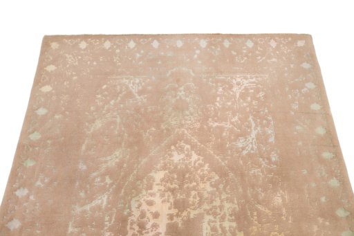 Backside of handmade New Organic rug showing knot structure and weave density