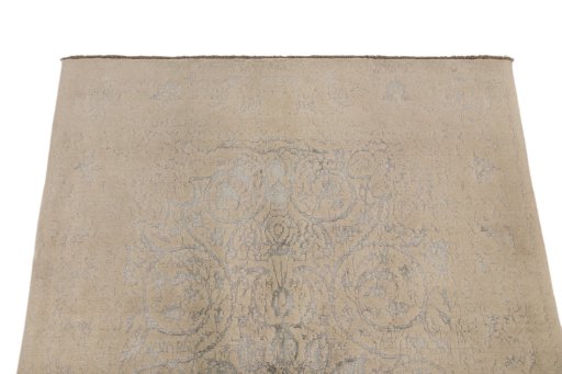 Backside of handmade New Organic rug showing knot structure and weave density