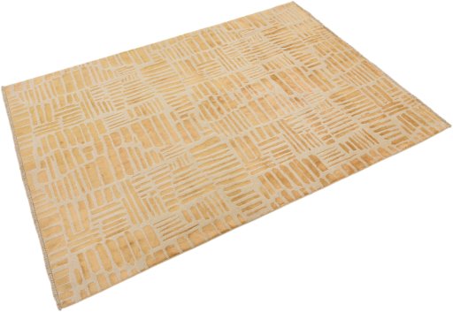 Corner detail of New Organic rug showing border pattern and Wool pile