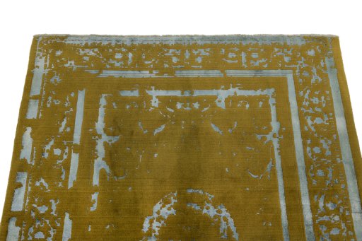 Backside of handmade New Organic rug showing knot structure and weave density