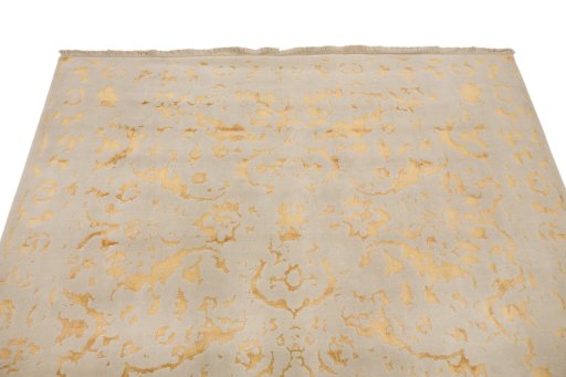 Backside of handmade New Organic rug showing knot structure and weave density