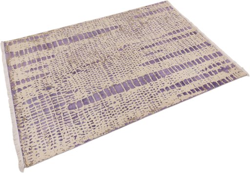 Corner detail of New Organic rug showing border pattern and Wool pile